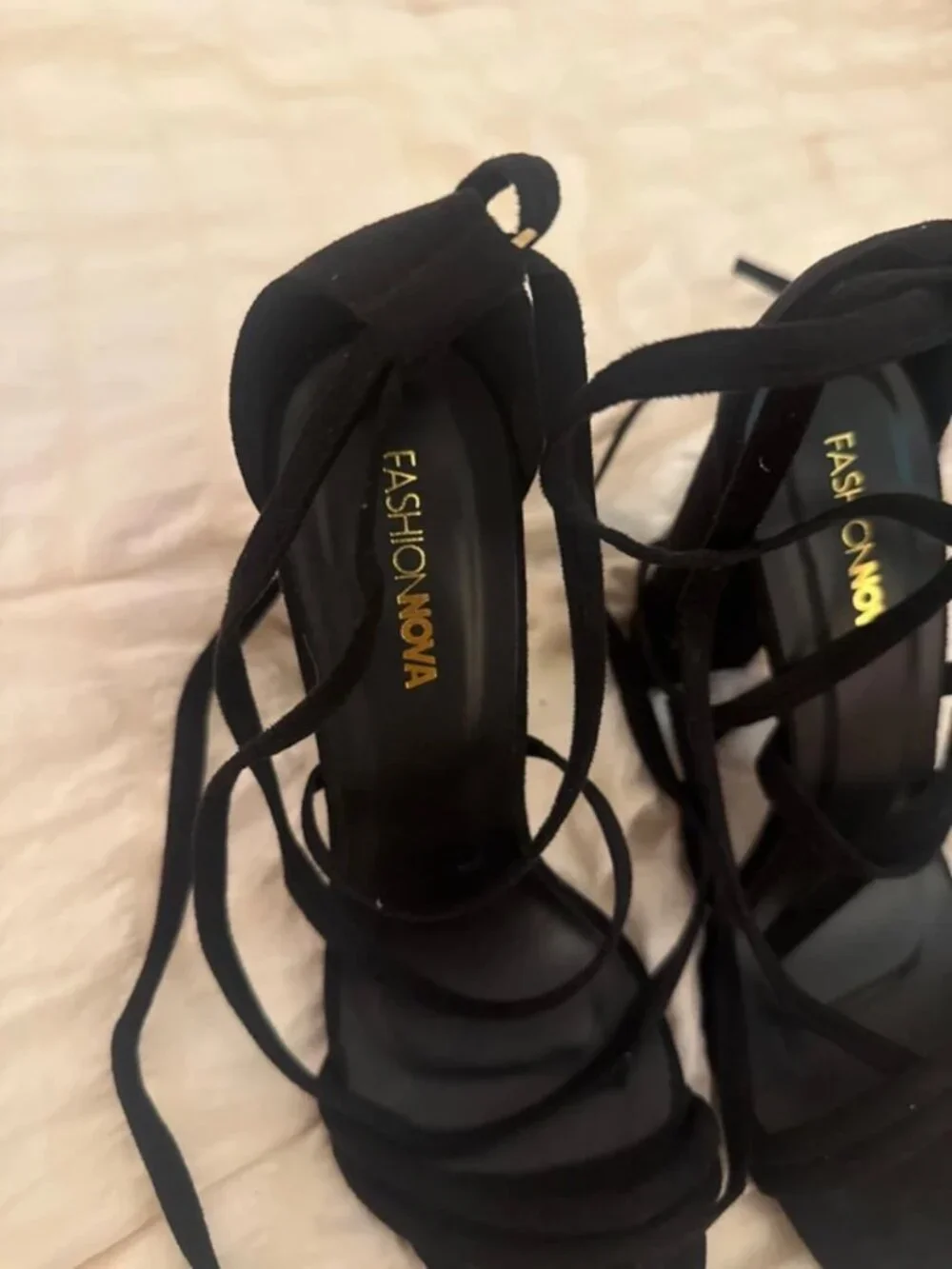Fashion nova strappy black heels size 6.5